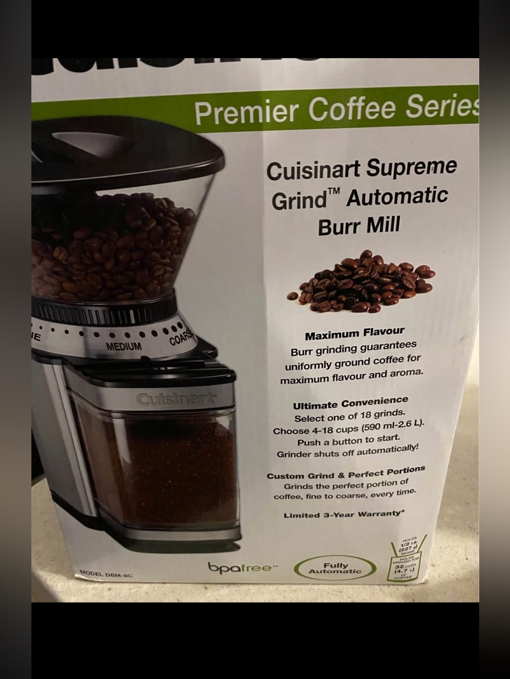 Cuisinart Stainless Steel and Black Burr Coffee Grinder